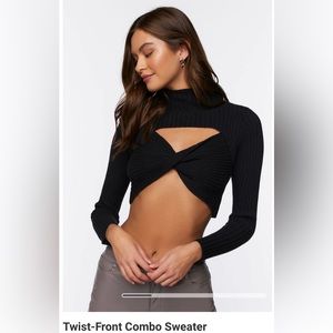 Twist-Front Combo Sweater